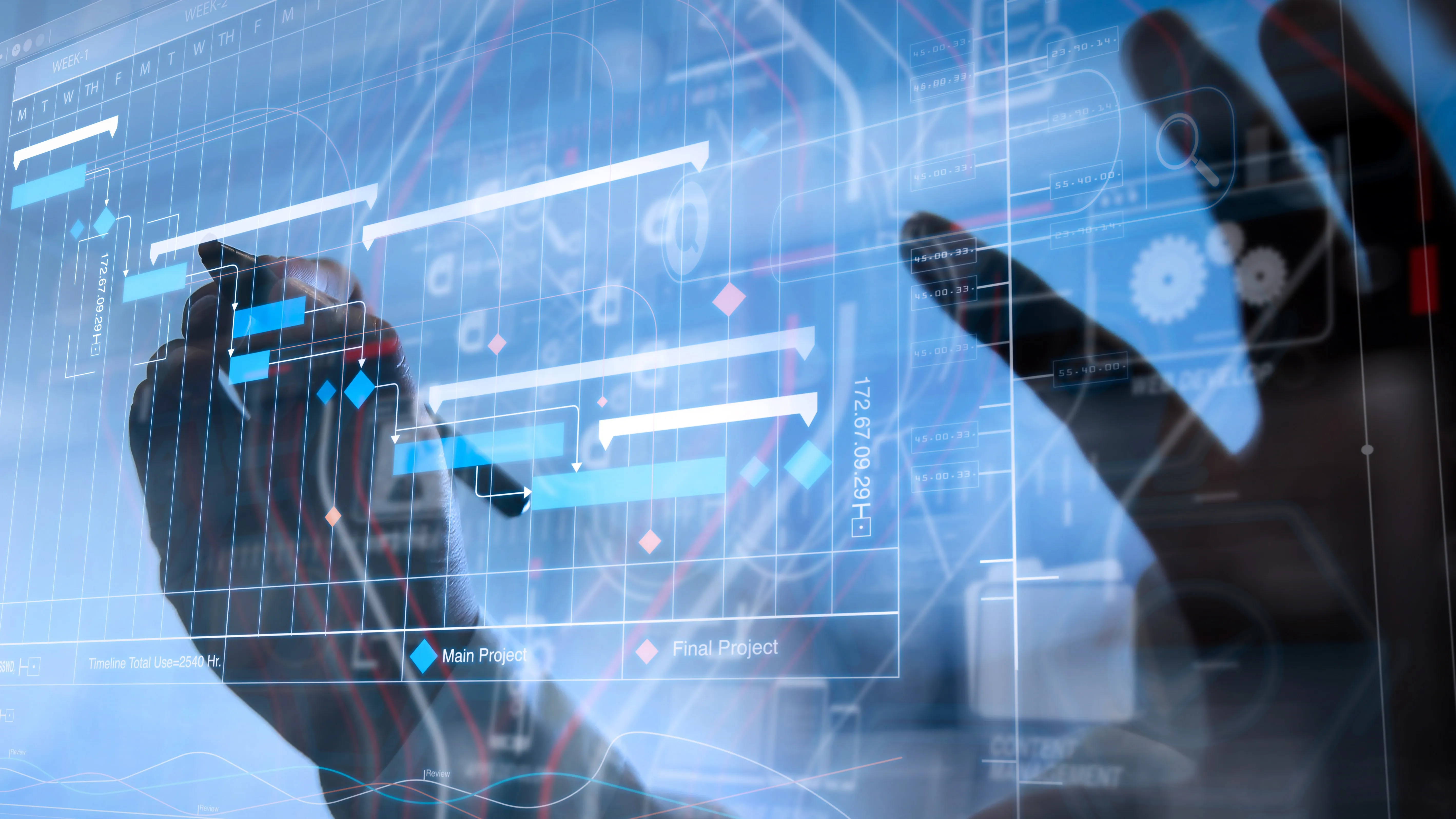Project manager working and update tasks with milestones progres Project manager working and update tasks with milestones progress
