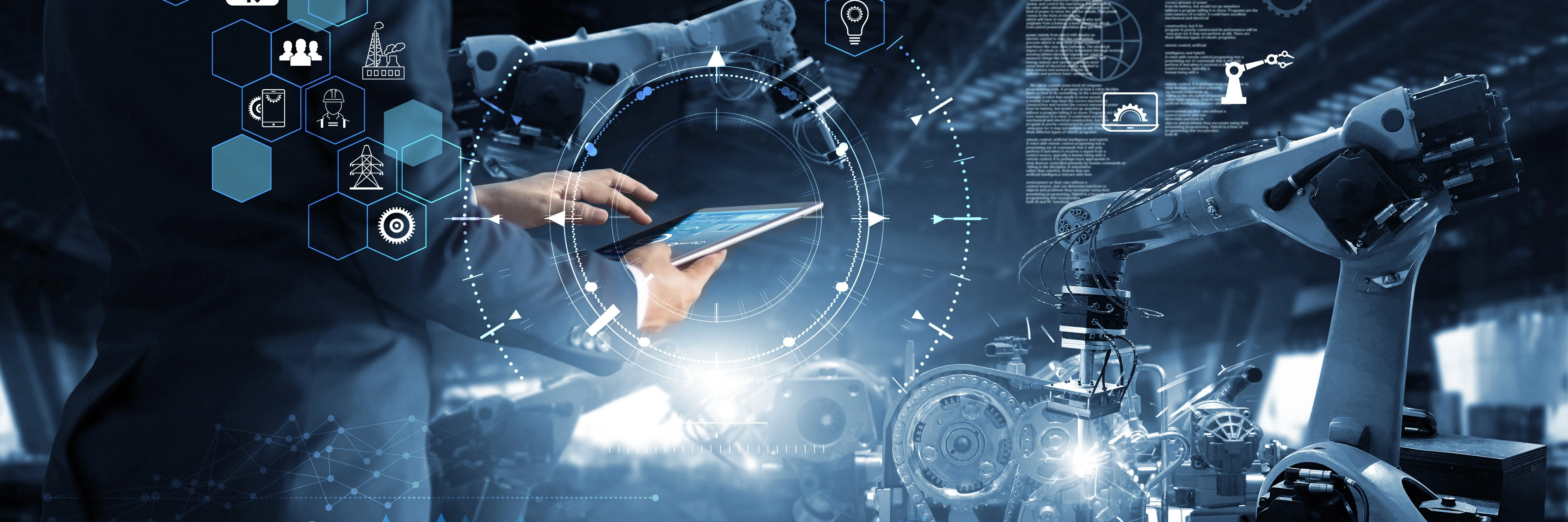 Manager Technical Industrial Engineer working and control roboti